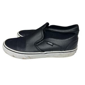 VANS Women's Perforated Leather Skater Slip-On Casual Shoes Black Size 7
